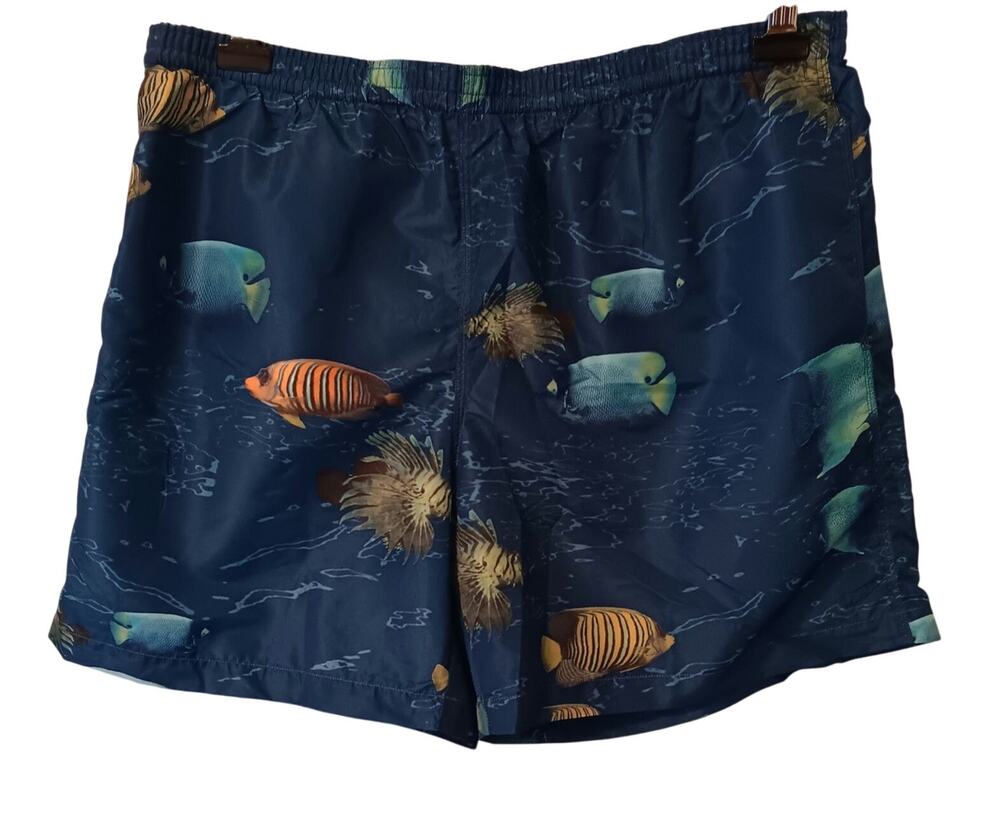 Nautica Swim Trucks Swimwear Men's XL Blue Ocean Print Pockets EUC